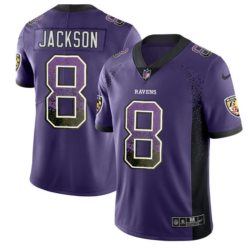 Men Baltimore Ravens #8 Jackson Purple Nike Drift Fashion Color Rush Limited NFL Jerseys